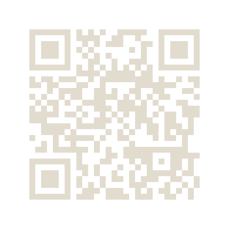 A QR code drawn in very pale beige on a white square, hard to see against the background.